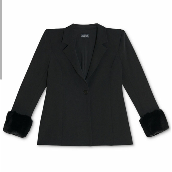Danielle Bernstein Faux-Fur-Trim Blazer XS - Picture 2 of 5